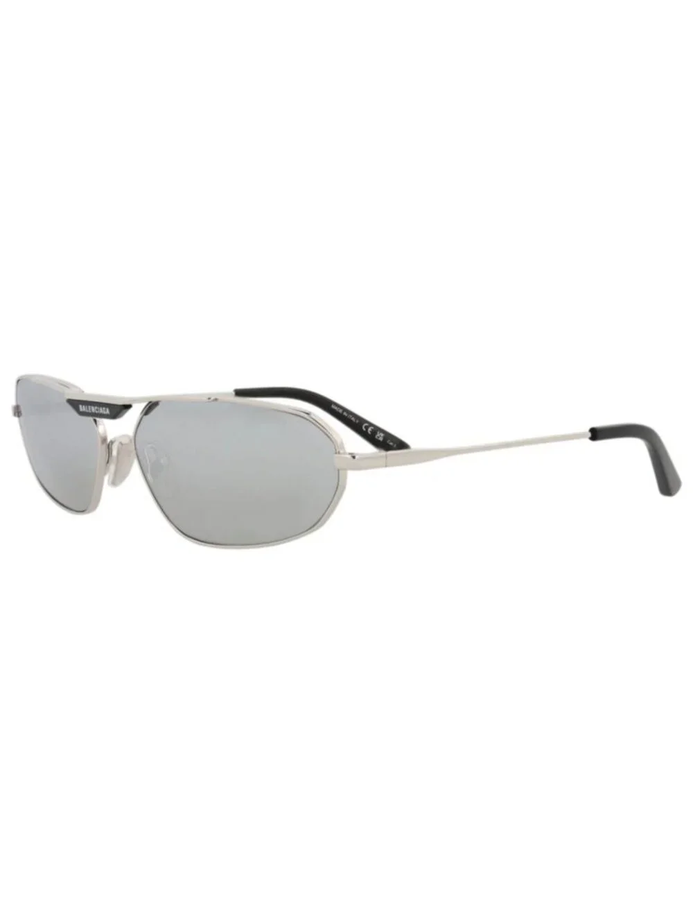 New Balenciaga Women's Sunglasses Shield Wrap Metal Frame Mens Silver Silver